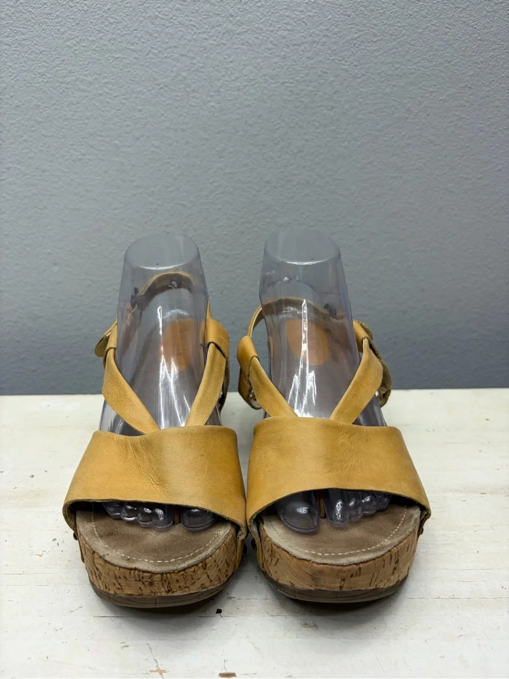 Bussola Yello Leather Formentera Cross Strao Wedge Sandals Size 40